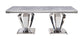 ACME Satinka Dining Table, Light Gray Printed Faux Marble & Mirrored Silver Finish FredCo