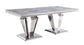 ACME Satinka Dining Table, Light Gray Printed Faux Marble & Mirrored Silver Finish FredCo