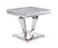 ACME Satinka End Table, Light Gray Printed Faux Marble & Mirrored Silver Finish FredCo