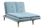 ACME Savilla Adjustable Sofa, Blue Linen & Oak Finish FredCo