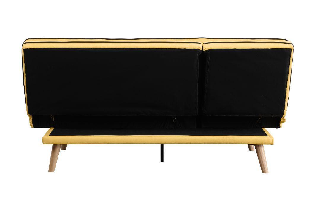 ACME Savilla Adjustable Sofa, Yellow Linen & Oak Finish FredCo