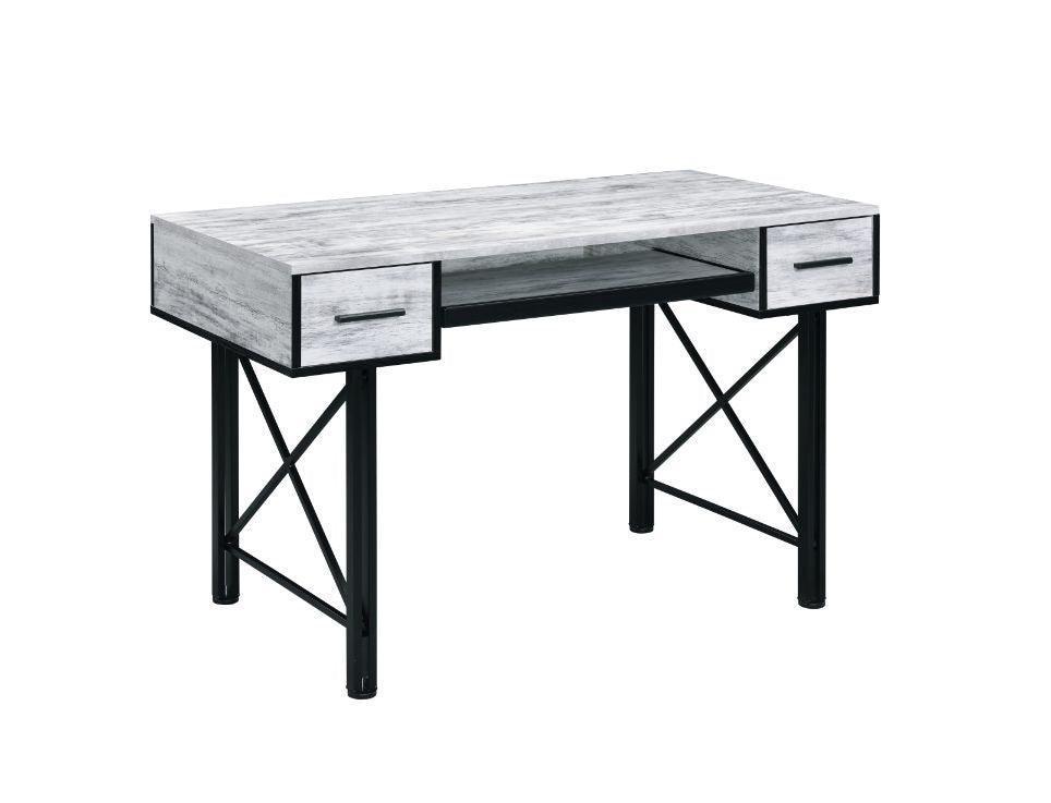 ACME Settea Computer Desk, Antique White & Black Finish FredCo