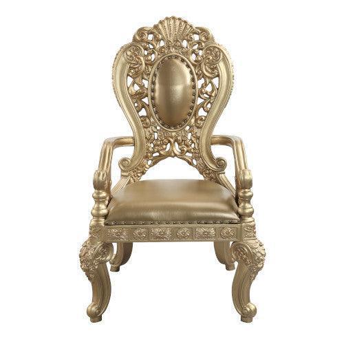 ACME Seville Arm Chair 2Pc, PU & Gold Finish DN00459 FredCo