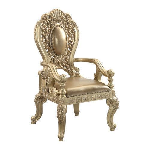 ACME Seville Arm Chair 2Pc, PU & Gold Finish DN00459 FredCo