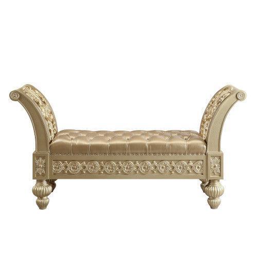 ACME Seville Bench, PU & Gold Finish FredCo