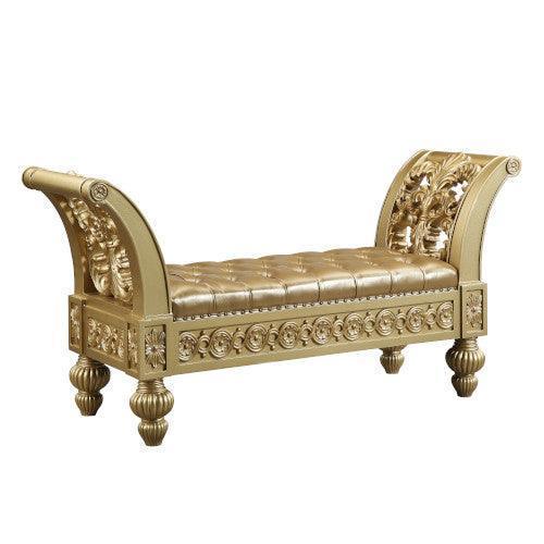 ACME Seville Bench, PU & Gold Finish FredCo