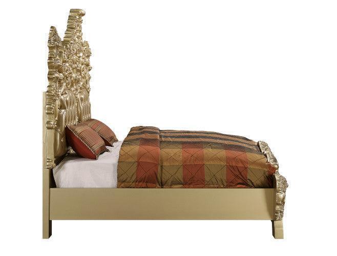 ACME Seville Eastern King Bed, PU & Gold Finish FredCo