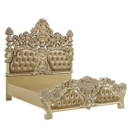 ACME Seville Eastern King Bed, PU & Gold Finish FredCo