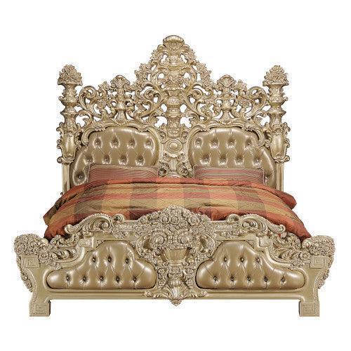 ACME Seville Eastern King Bed, PU & Gold Finish FredCo