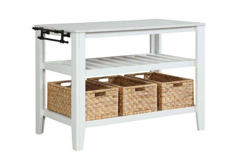 ACME Sezye Kitchen Island , Marble Top & White Finish FredCo