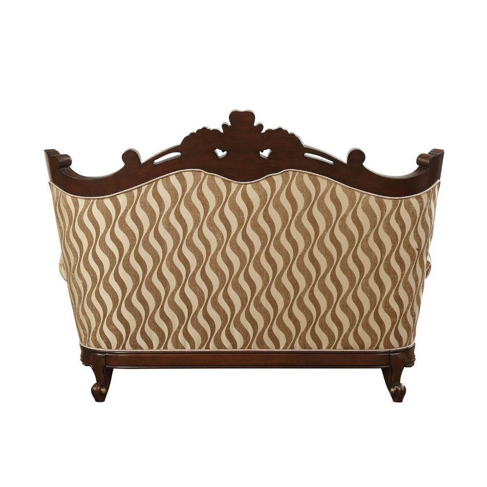 ACME Shalisa Loveseat w/5 Pillows, Fabric & Walnut FredCo