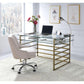 ACME Shona Desk, Antique Gold & Clear Glass FredCo