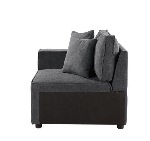 ACME Silvester Modular Left Facing Chair w/2 Pillows, Gray Fabric FredCo