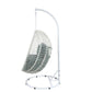 ACME Simona Patio Swing Chair with Stand, Green Fabric & White Wicker FredCo