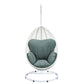 ACME Simona Patio Swing Chair with Stand, Green Fabric & White Wicker FredCo