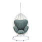 ACME Simona Patio Swing Chair with Stand, Green Fabric & White Wicker FredCo
