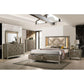 ACME Skylar Queen Bed w/Storage, LED, PU & Dark Champagne FredCo