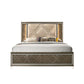 ACME Skylar Queen Bed w/Storage, LED, PU & Dark Champagne FredCo