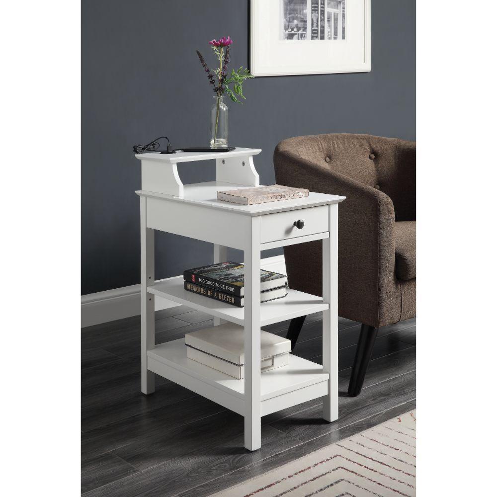 ACME Slayer Side Table (USB Charging Dock), White FredCo