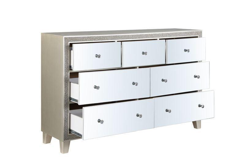 ACME Sliverfluff Dresser, Mirrored & Champagne Finish ACME Sliverfluff Dresser, Mirrored & Champagne Finish