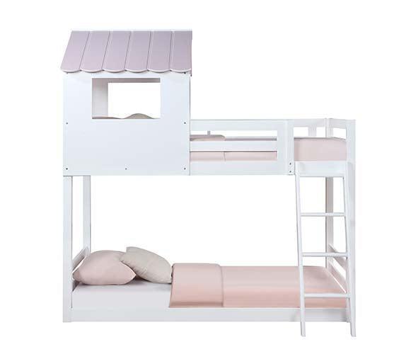 ACME Solenne T/T Bunk Bed, White & Pink Finish FredCo
