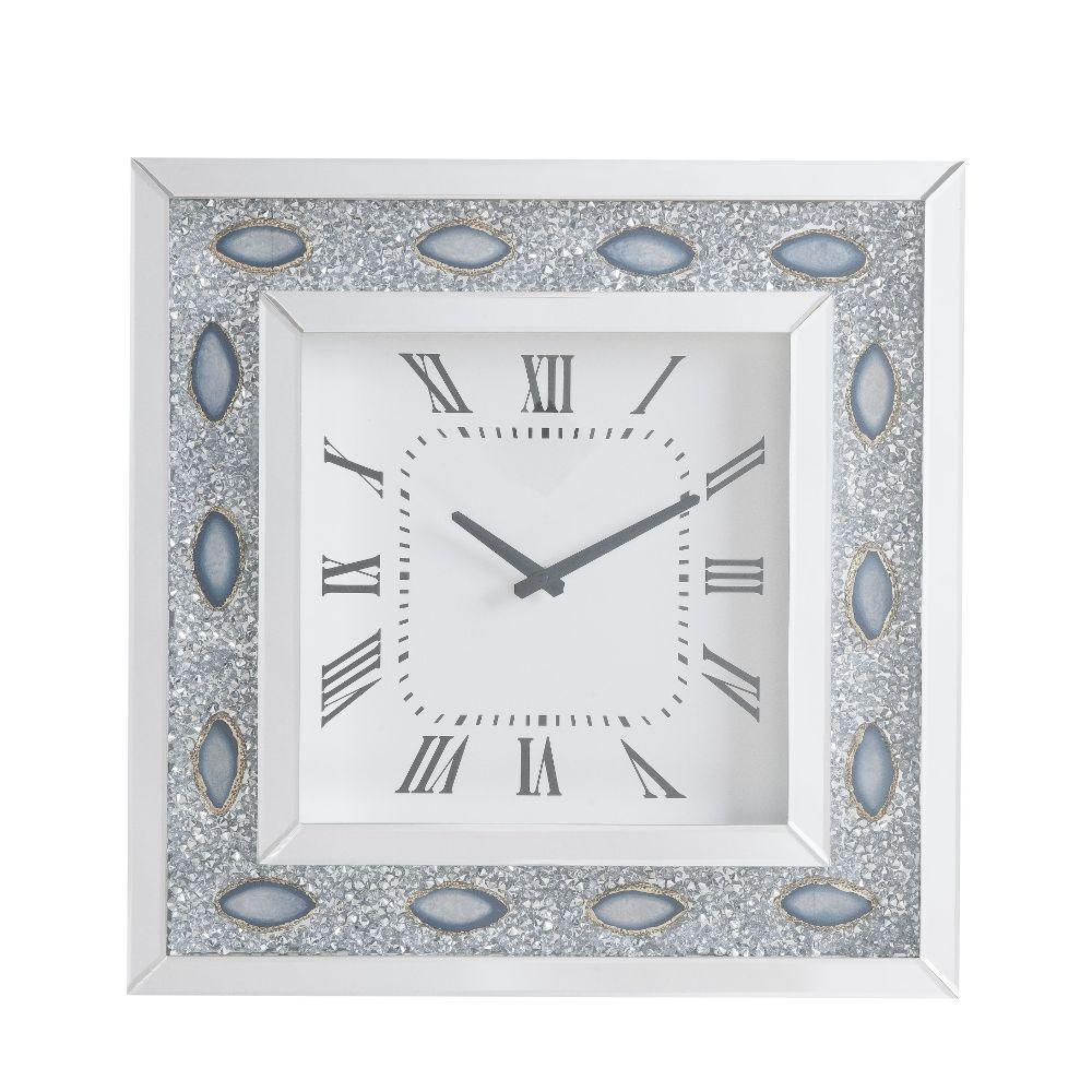 ACME Sonia Wall Clock, Mirrored & Faux Agate FredCo