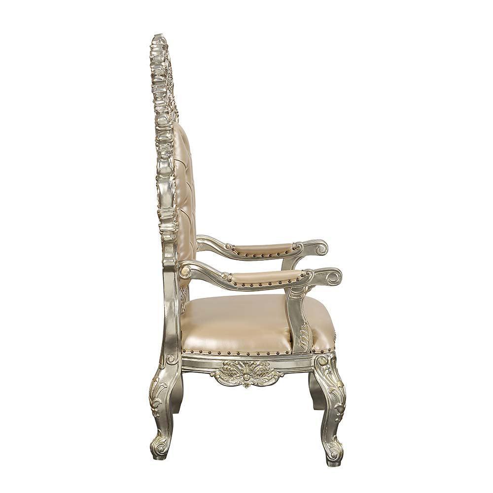 ACME Sorina Arm Chair (Set-2), PU & Antique Gold Finish FredCo