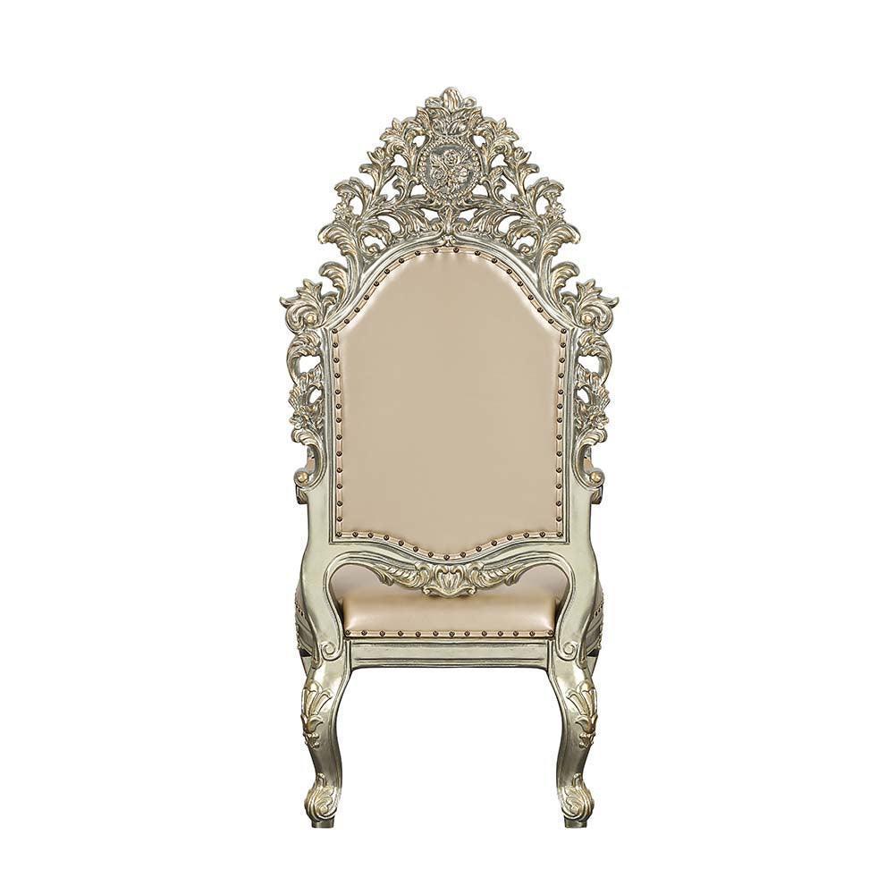 ACME Sorina Arm Chair (Set-2), PU & Antique Gold Finish FredCo