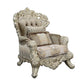 ACME Sorina Chair w/2 Pillows, Velvet, Fabric & Antique Gold Finish FredCo