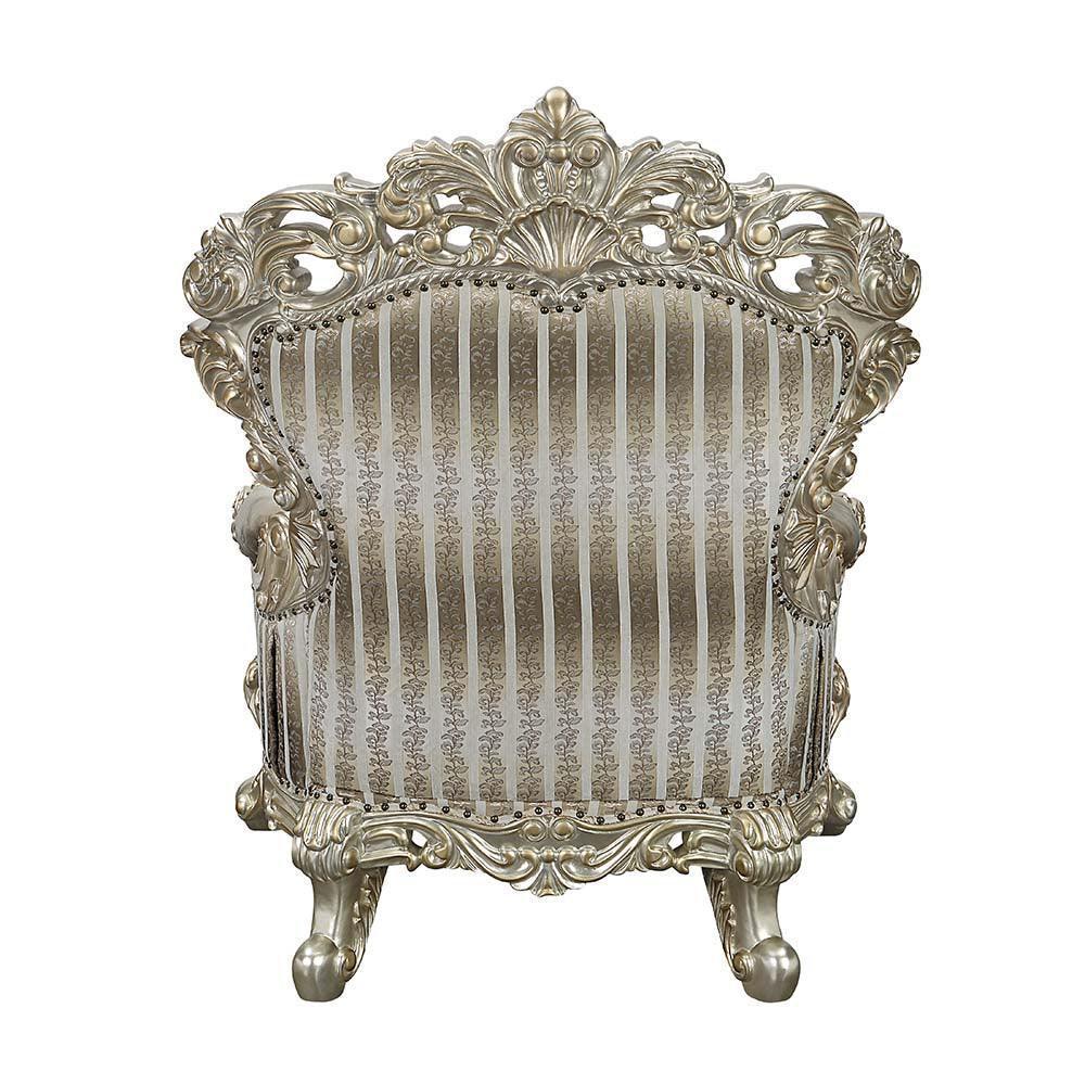 ACME Sorina Chair w/2 Pillows, Velvet, Fabric & Antique Gold Finish FredCo