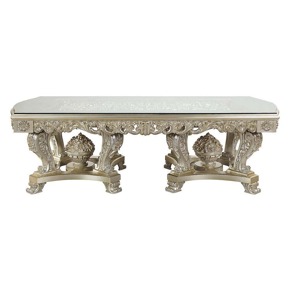 ACME Sorina Dining Table , Antique Gold Finish FredCo