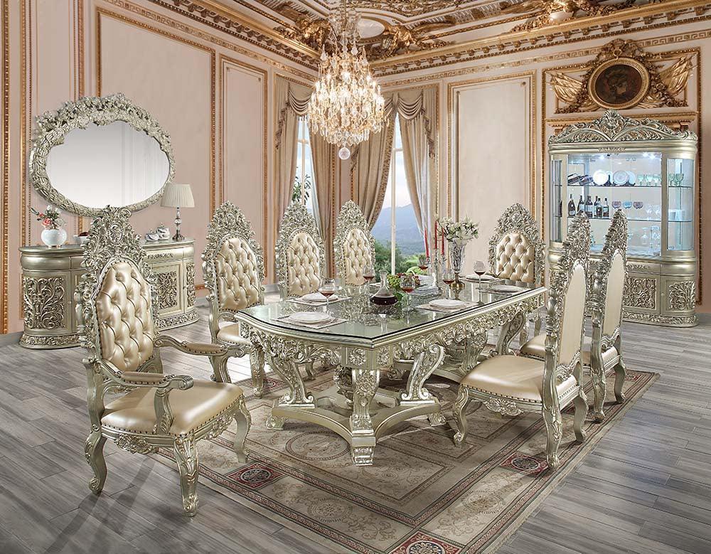 ACME Sorina Dining Table , Antique Gold Finish FredCo