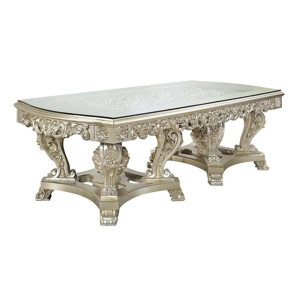 ACME Sorina Dining Table , Antique Gold Finish FredCo