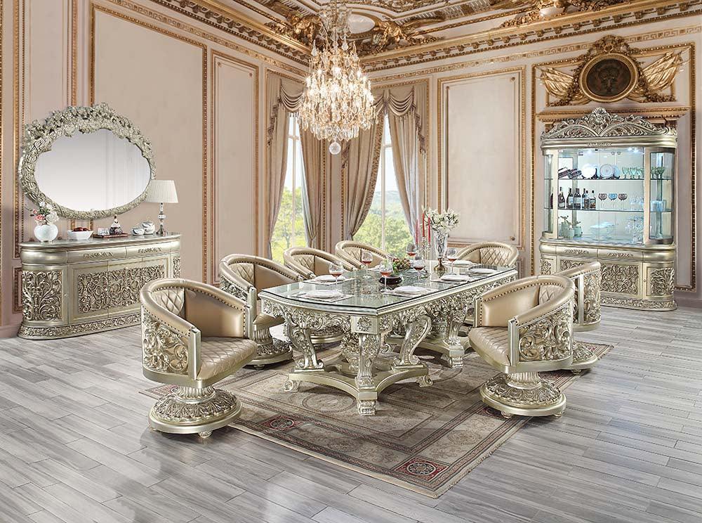 ACME Sorina Dining Table , Antique Gold Finish FredCo
