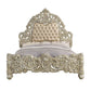ACME Sorina Eastern King Bed, Light Brown PU, Antique Gold Finish FredCo