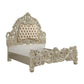 ACME Sorina Eastern King Bed, Light Brown PU, Antique Gold Finish FredCo