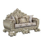 ACME Sorina Loveseat w/5 Pillows, Velvet, Fabric & Antique Gold Finish FredCo