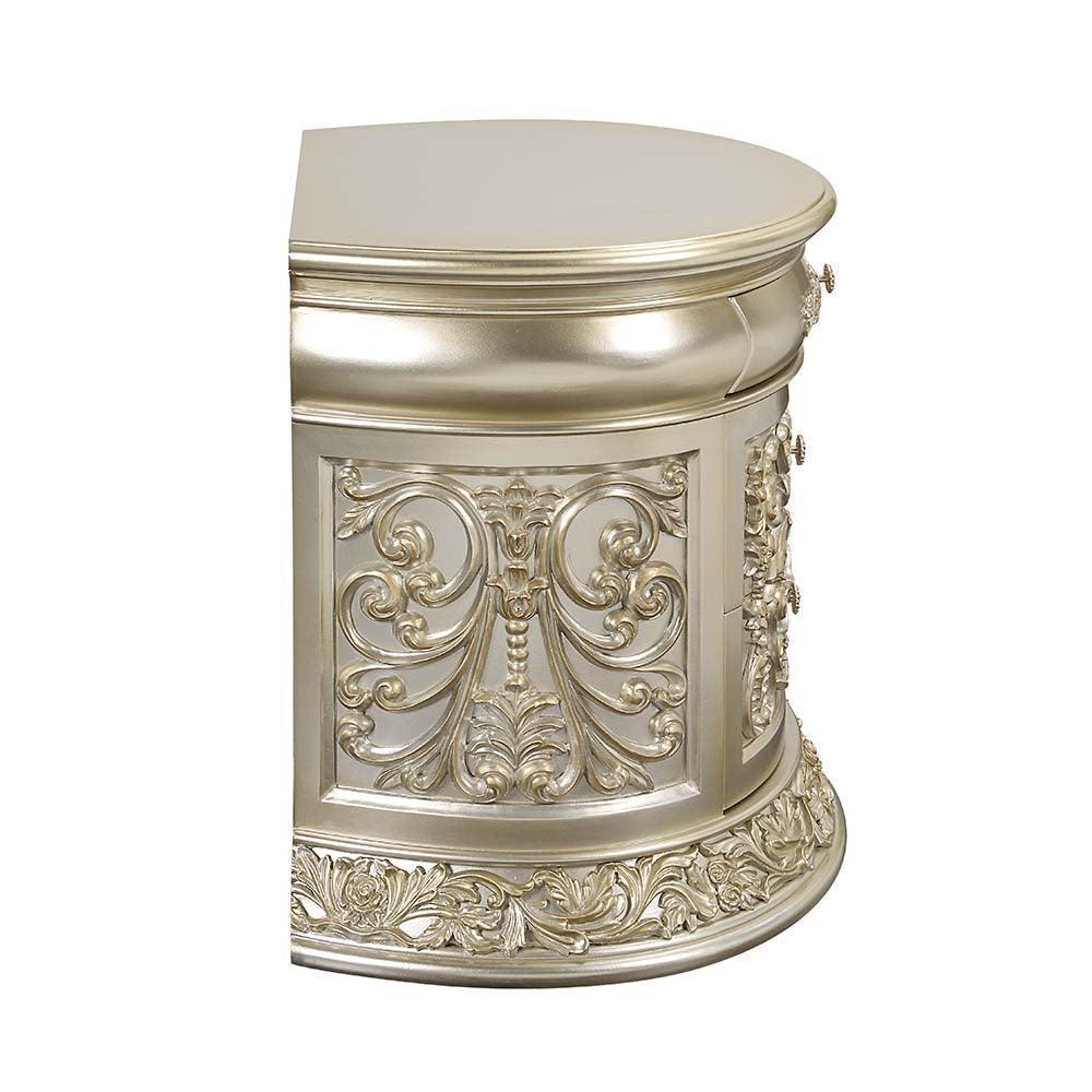 ACME Sorina Nightstand, Antique Gold Finish FredCo