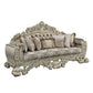 ACME Sorina Sofa w/7 Pillows, Velvet, Fabric & Antique Gold Finish FredCo