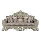 ACME Sorina Sofa w/7 Pillows, Velvet, Fabric & Antique Gold Finish FredCo