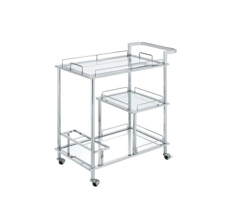 ACME Splinter Serving Cart, Clear Glass & Chrome Finish FredCo