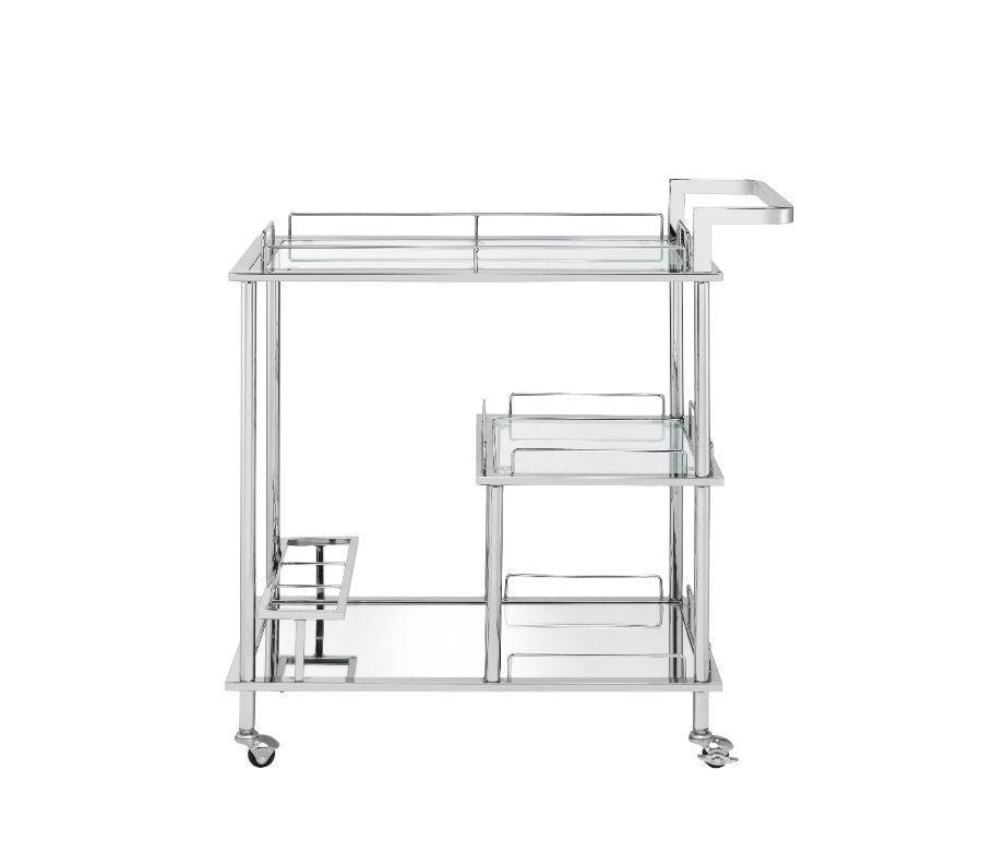 ACME Splinter Serving Cart, Clear Glass & Chrome Finish FredCo