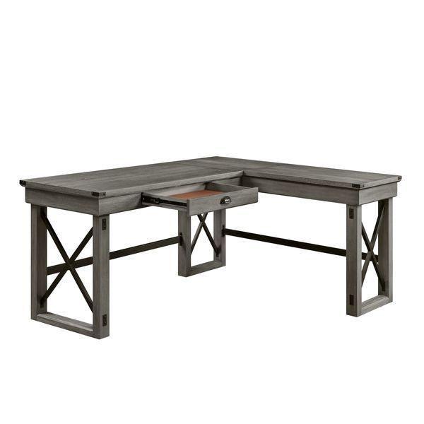 ACME Talmar Writing Desk w/Left Top, Weathered Gray Finish FredCo