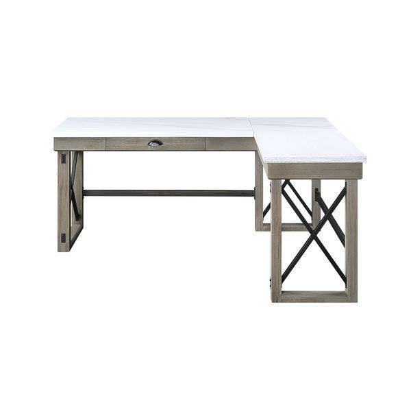 ACME Talmar Writing Desk w/Lift Top, Marble Top & Rustic Oak Finish FredCo