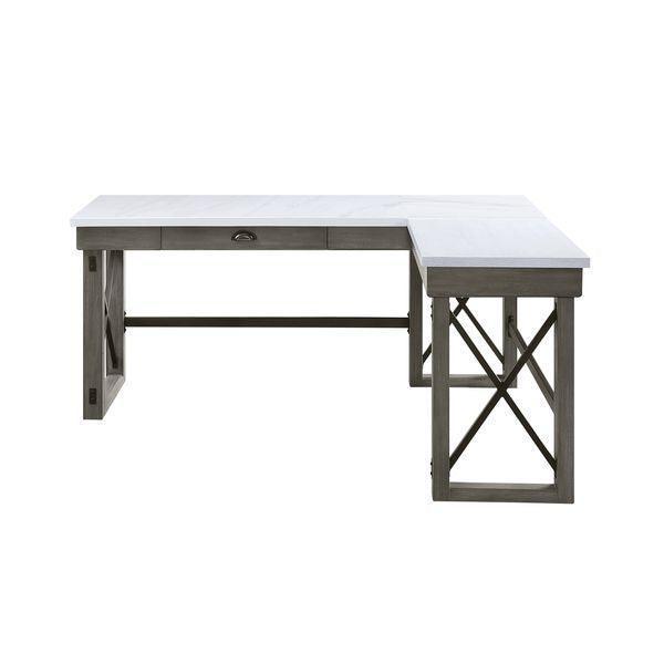 ACME Talmar Writing Desk w/Lift Top, Marble Top & Weathered Gray Finish FredCo