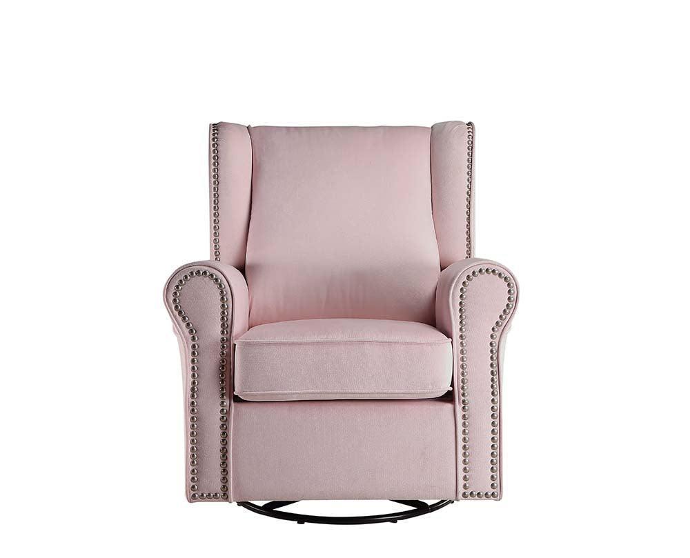 ACME Tamaki Swivel Chair w/Glider , Pink Fabric FredCo