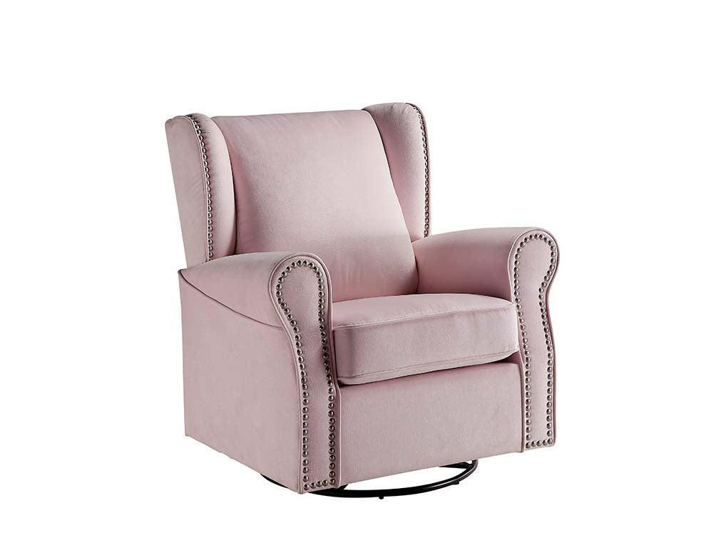 ACME Tamaki Swivel Chair w/Glider , Pink Fabric FredCo