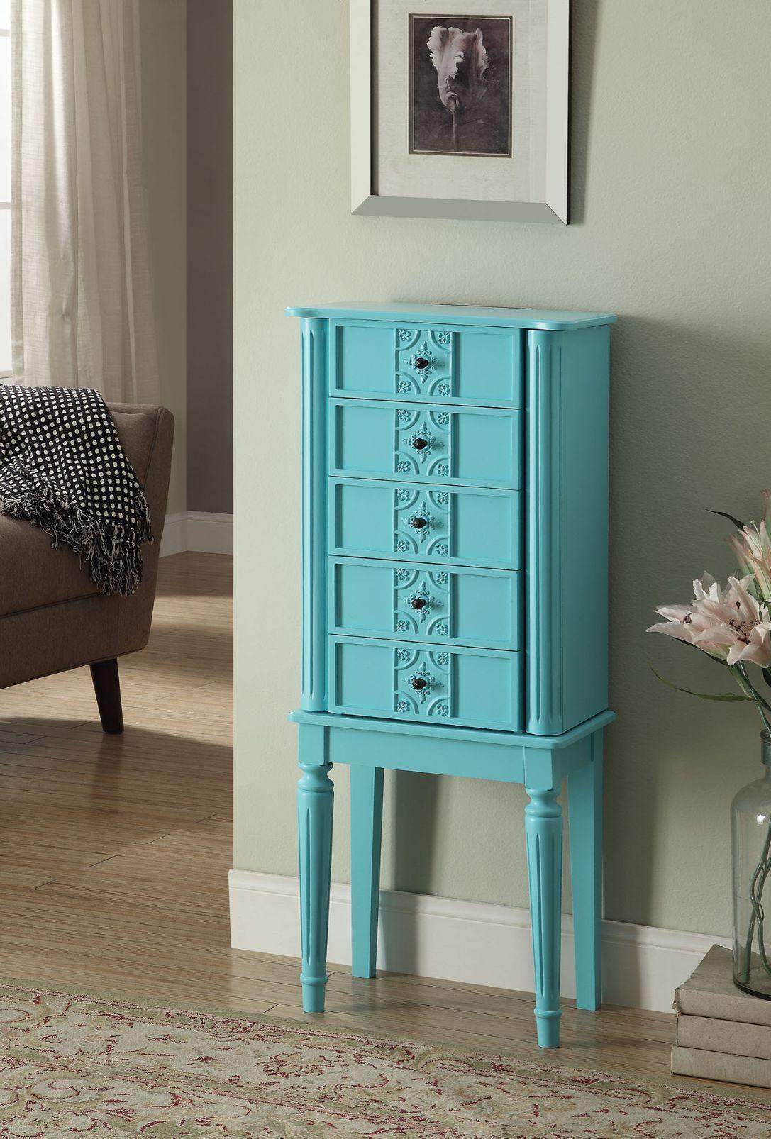ACME Tammy Jewelry Armoire, Light Blue FredCo