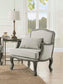 ACME Tania Chair w/Pillow, Cream Linen & Brown Finish FredCo