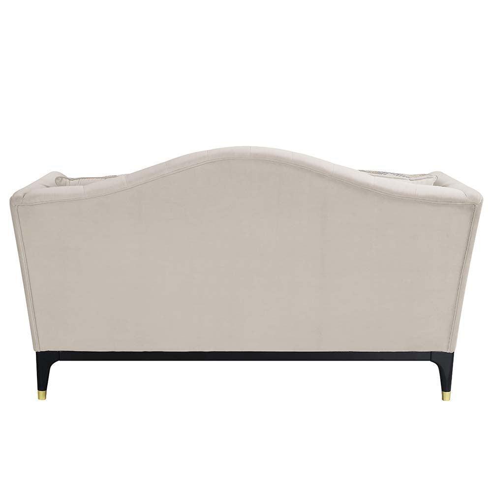 ACME Tayden Loveseat w/4 Pillows, Beige Velvet FredCo